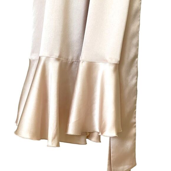 Show Me Your Mumu Samantha Ruffle Wrap Dress in Champagne Luxe Satin NEW Small - Picture 11 of 16